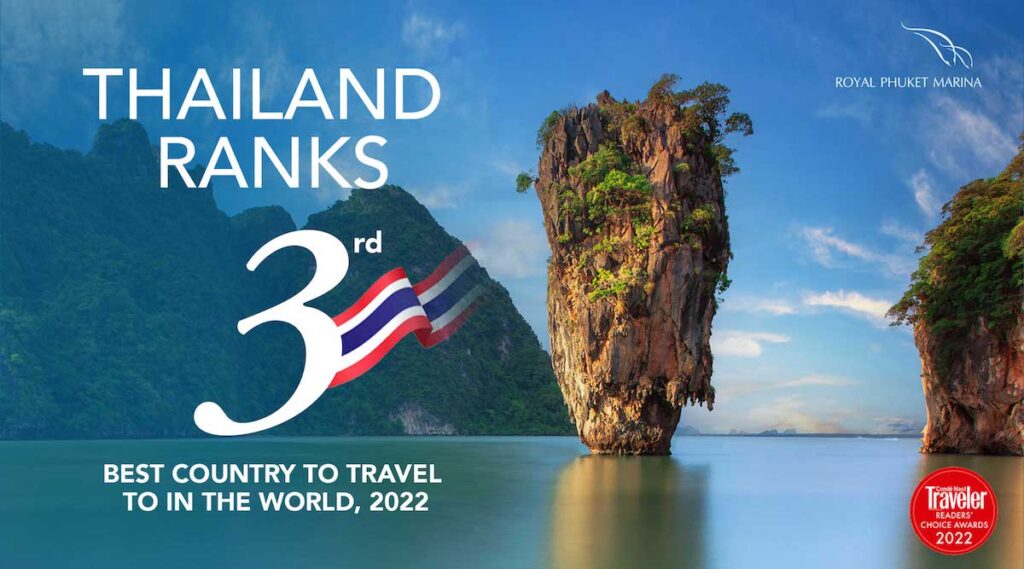 Thailand as South East Asia’s best travel destination in 2022 and the number 3 travel destination in the world.